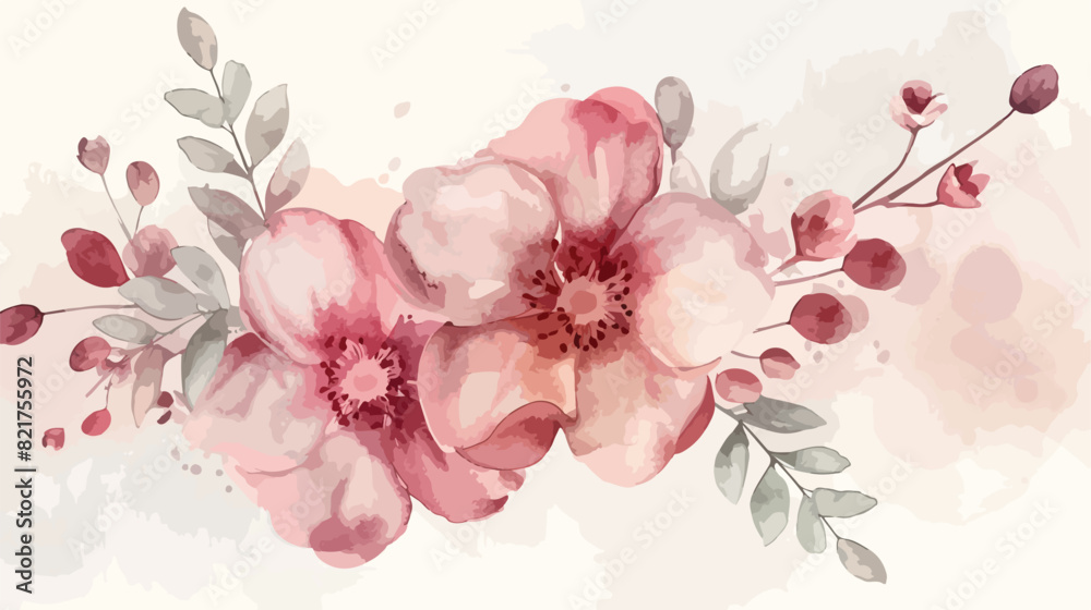 Pink flower bouquet watercolor for background wedding