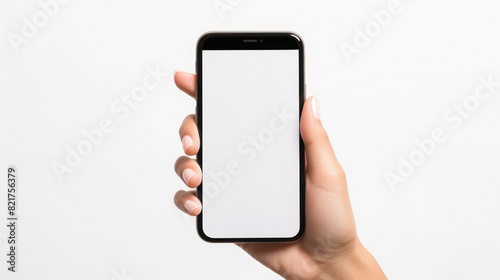 Smartphone holding in hand with empty space