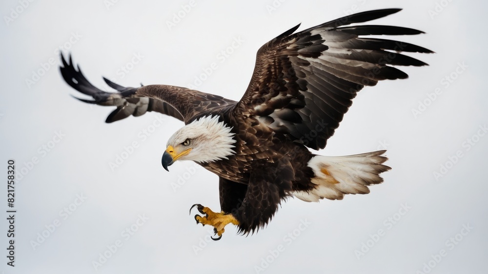 Fototapeta premium Eagle fly in snow Mountain Sit on Branch