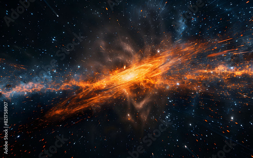 galaxy capturing the speed of light in vibrant zoom motion isolated in dark space