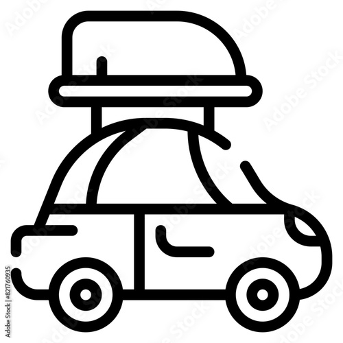 box stuff in car roof outline icon and illustration
