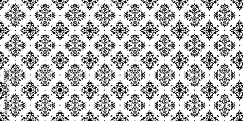 Black and White Thai Vintage Floral Pattern