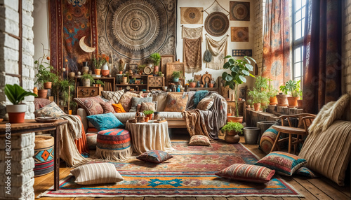 Eclettico Boho- Interno Accogliente con Tocchi Artistici photo