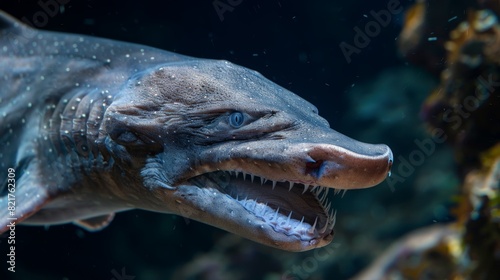 Fascinating Goblin Shark with Long Snout and Razor-Sharp Teeth photo