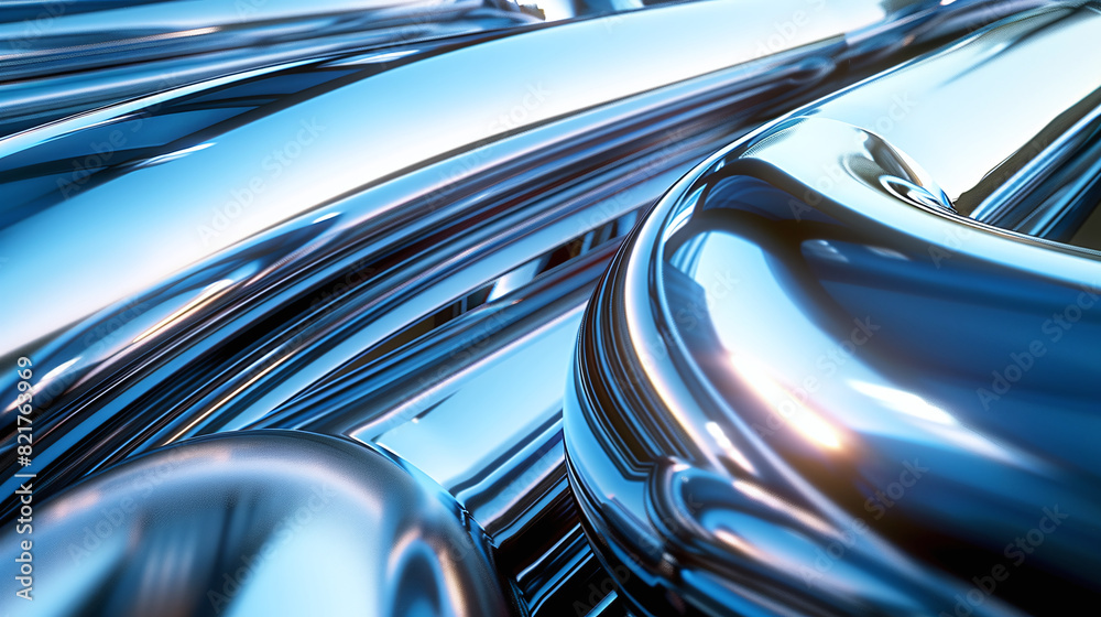3D rendering of a blue and silver abstract liquid metal background. 3D rendering of a blue and silver abstract liquid metal background.