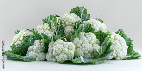 Fresh organic cauliflower vegetable isolated on white background,  photo