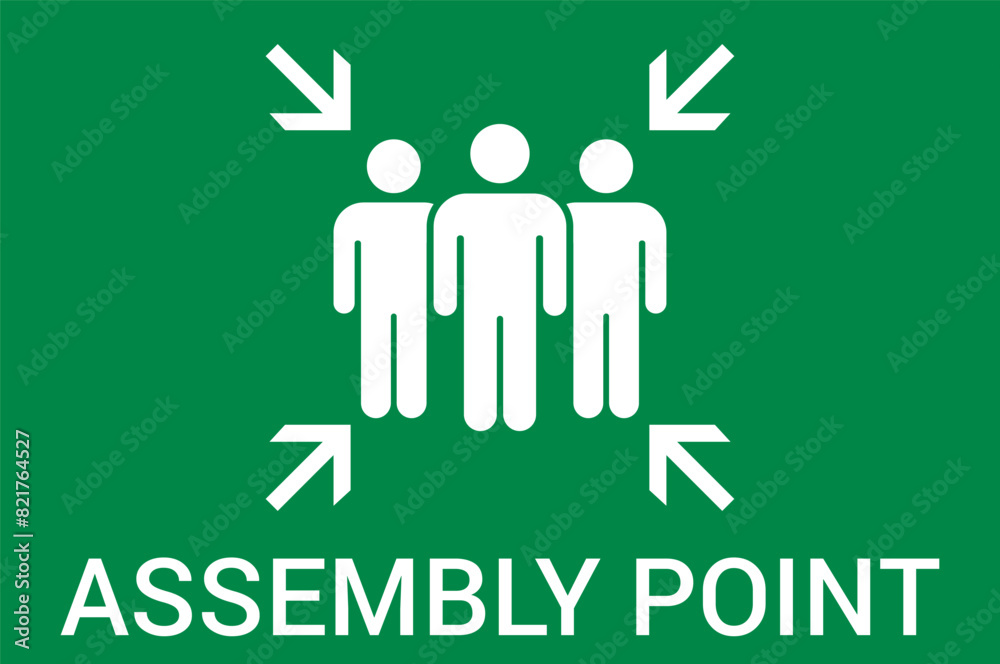 Emergency evacuation assembly point sign. Assembly point icon. Safety Signs. Evacuation Plan. Vector illustration Emergency evacuation assembly point sign. Assembly point icon. Safety Signs. Evacuation Plan. Vector illustration