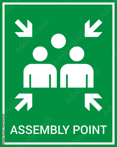 Emergency evacuation assembly point sign. Assembly point icon. Safety Signs. Evacuation Plan. Vector illustration