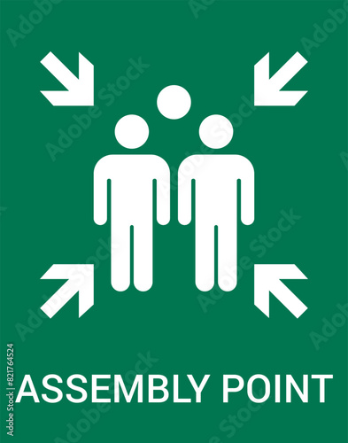 Emergency evacuation assembly point sign. Assembly point icon. Safety Signs. Evacuation Plan. Vector illustration