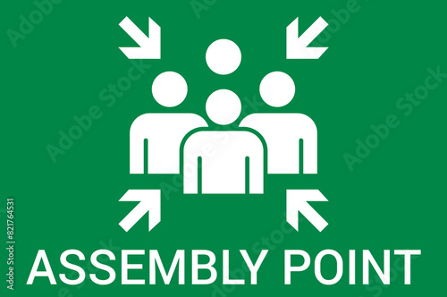 Emergency evacuation assembly point sign. Assembly point icon. Safety Signs. Evacuation Plan. Vector illustration
