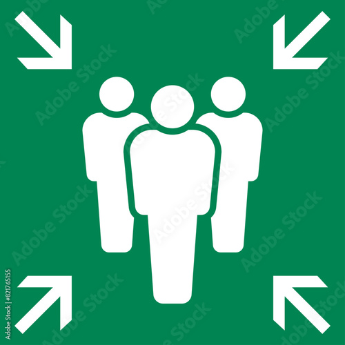 Emergency evacuation assembly point sign. Assembly point icon. Safety Signs. Evacuation Plan. Vector illustration
