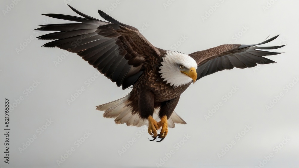Fototapeta premium Eagle fly in snow Mountain Sit on Branch