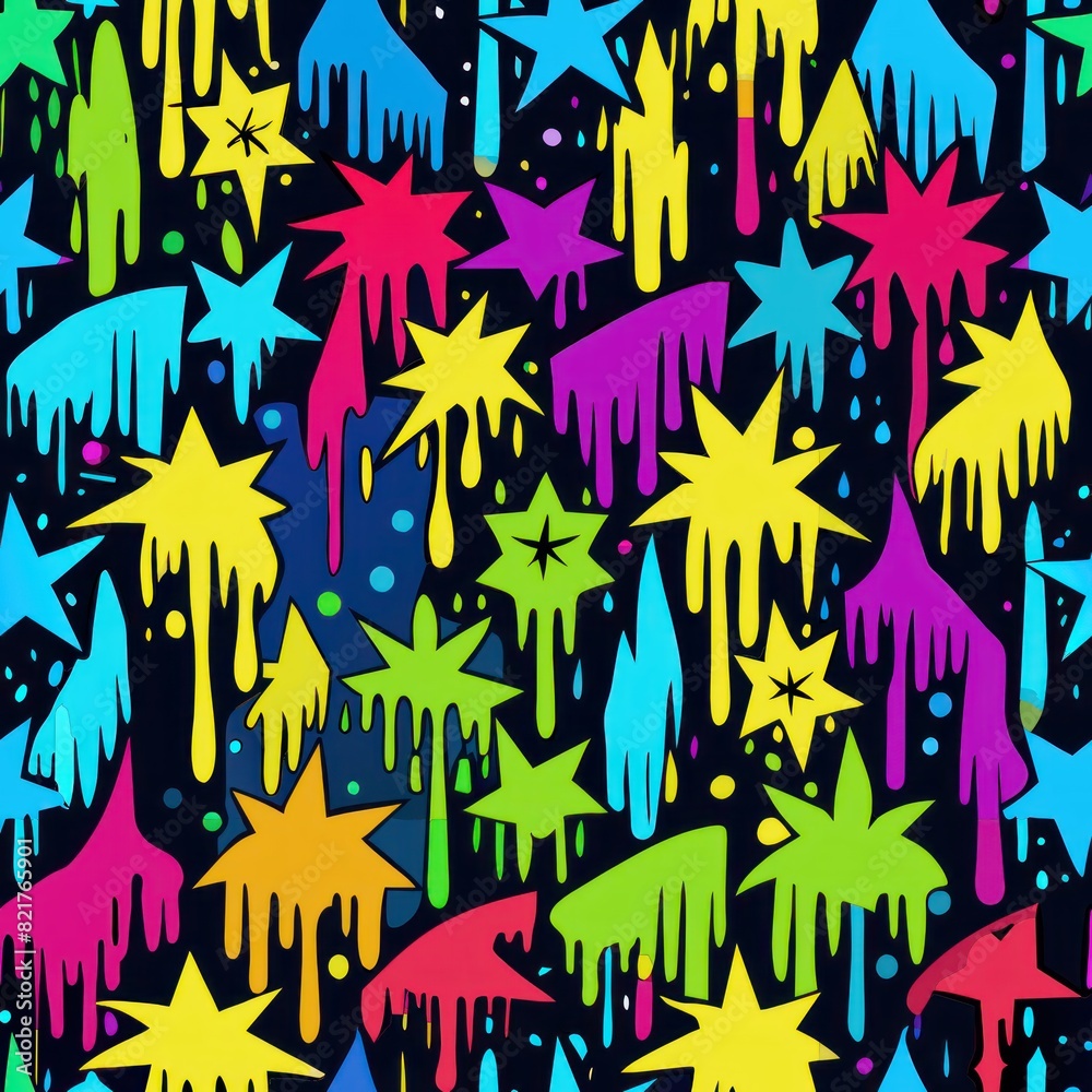 Seamless pattern of graffiti drips and splatters in bold and contrasting colors, Generative AI Seamless pattern of graffiti drips and splatters in bold and contrasting colors, Generative AI