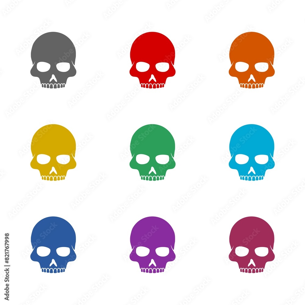 Skull simple icon isolated on white background. Set icons colorful Skull simple icon isolated on white background. Set icons colorful