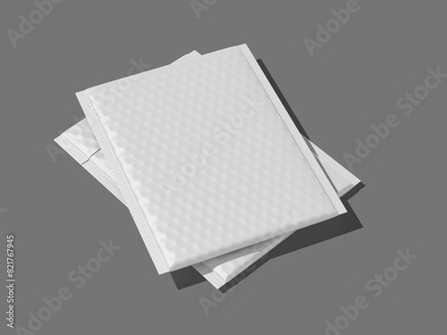 Stacked White Blank Bubble Envelope Mockup for Postal Mailing Bag