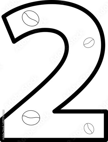 2 two coffee bean number outline