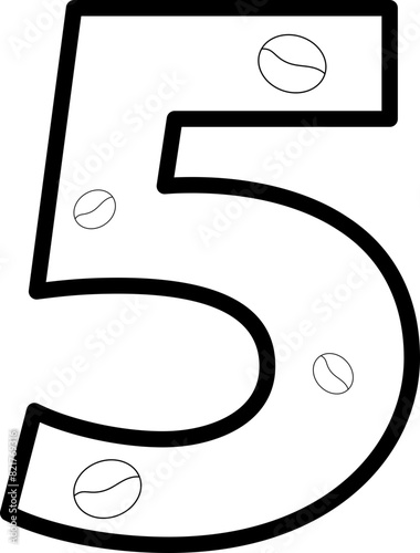 5 five coffee bean number outline