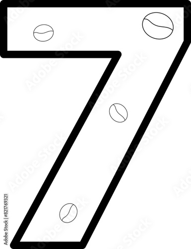 7 seven coffee bean number outline