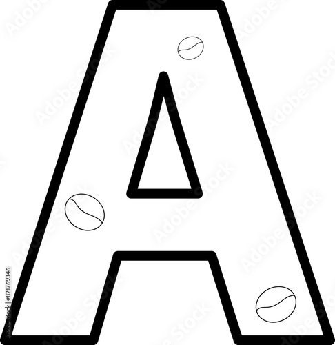 a coffee bean letter outline