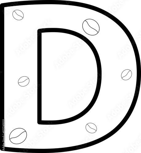 d coffee bean letter outline