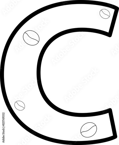 c coffee bean letter outline