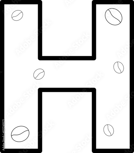 h coffee bean letter outline