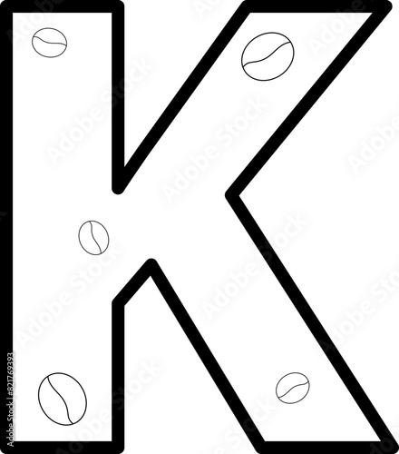 k coffee bean letter outline