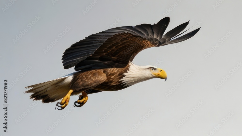 Fototapeta premium Eagle fly in snow Mountain Sit on Branch