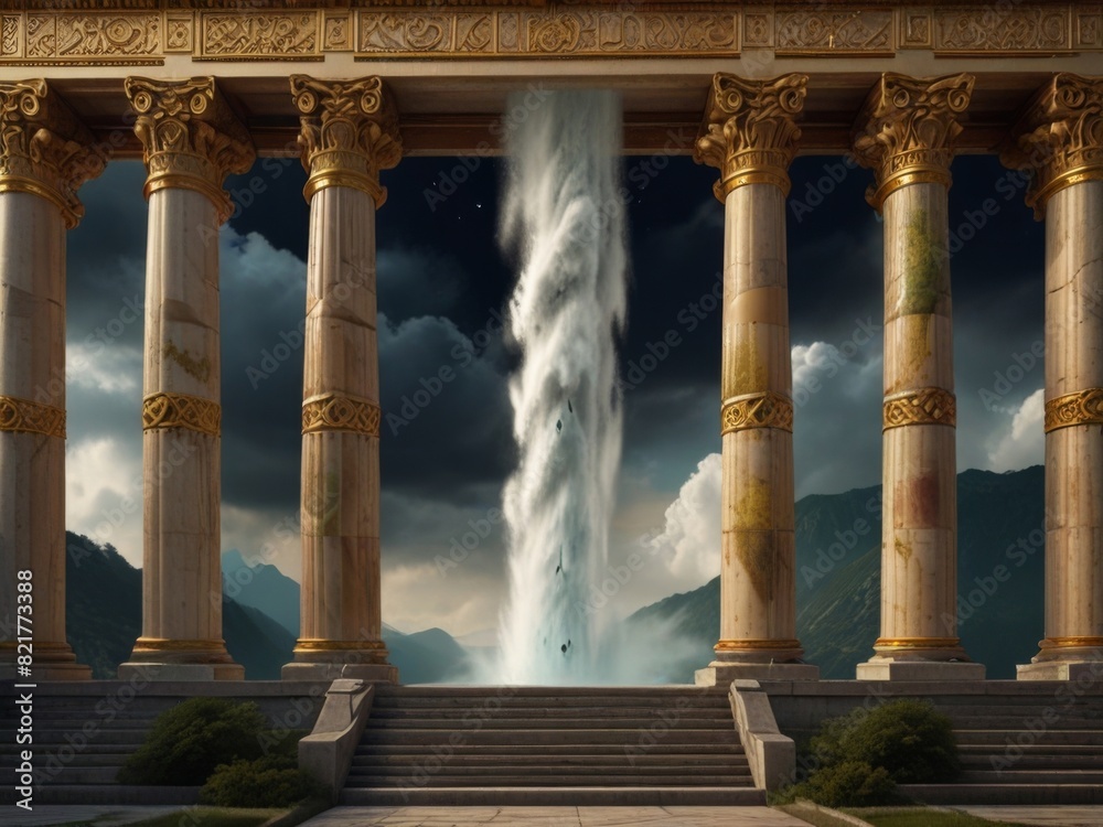 Fototapeta premium monumental columns of the ancient majestic palace on the top of Olympus