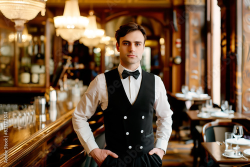 Waiter in elegant uniform and bowtie will lend an air of sophistication and professionalism to the waiter's appearance