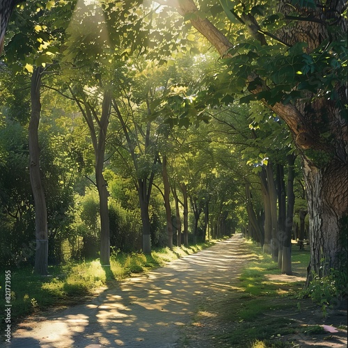 Sunny Tree-Lined Summer Scene