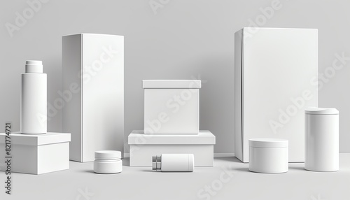 Wallpaper Mural Design an impressive image of contemporary white product packaging boxes, multiple sizes and styles, simple and logofree Torontodigital.ca