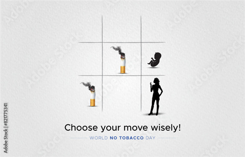 Vector creative of World Anti Tobacco Day or World Anti Tobacco Day. Stop Quit smoking cigarette poster concept theme with family.