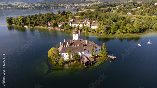 The "Schloss Ort" in Gmunden in Upper Austria - aerial photography