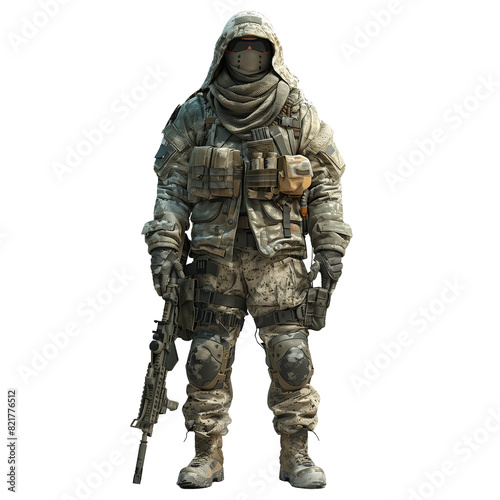Modern Soldier in T-Pose with Tactical Gear