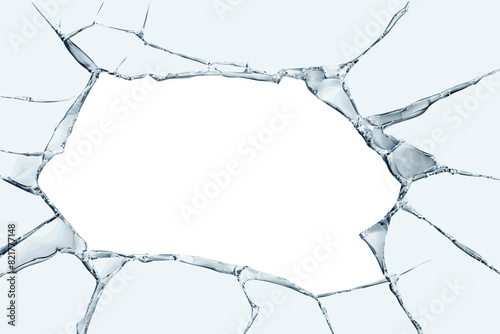 Broken glass, vector drawing, vintage frame, isolated