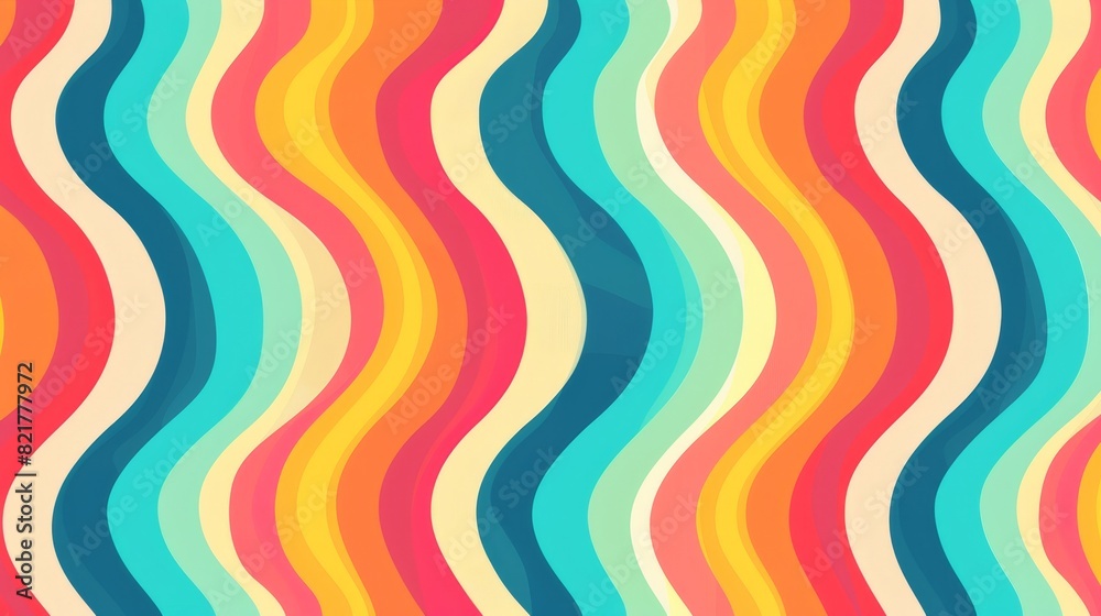 Colorful vertical stripes, lines, and curls on a retro seamless pattern Colorful vertical stripes, lines, and curls on a retro seamless pattern