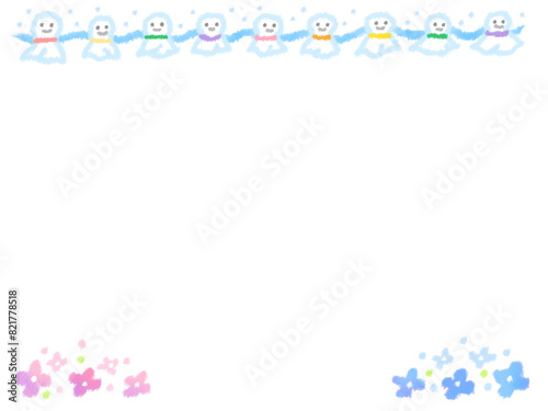 てるてる坊主と紫陽花のメッセージ素材