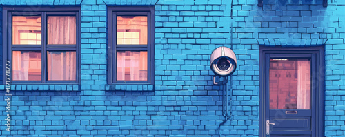 CCTV camera on the facade of the building. vector simple illustration