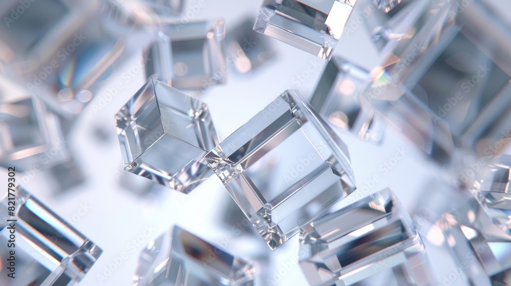 4K seamless looped video with abstract vertical animation, 3D rendering of rotating glass cubes 4K seamless looped video with abstract vertical animation, 3D rendering of rotating glass cubes
