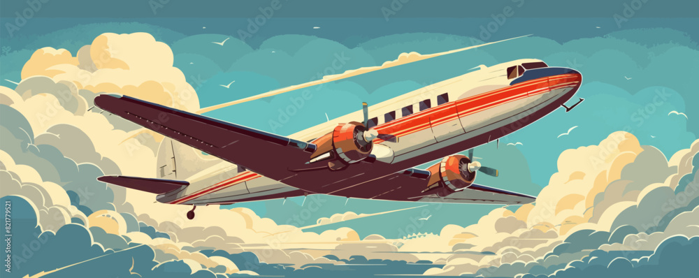 Flying airplane. vector simple illustration Flying airplane. vector simple illustration