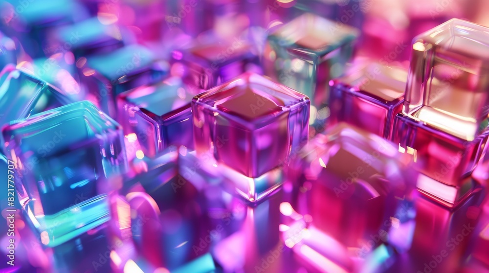 4K looping video with colored background and glass cubes, 3D render 4K looping video with colored background and glass cubes, 3D render
