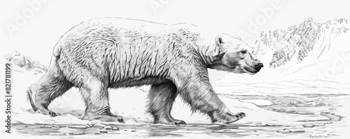 polar Engraving style. Simple pencil drawing. vector simple illustration