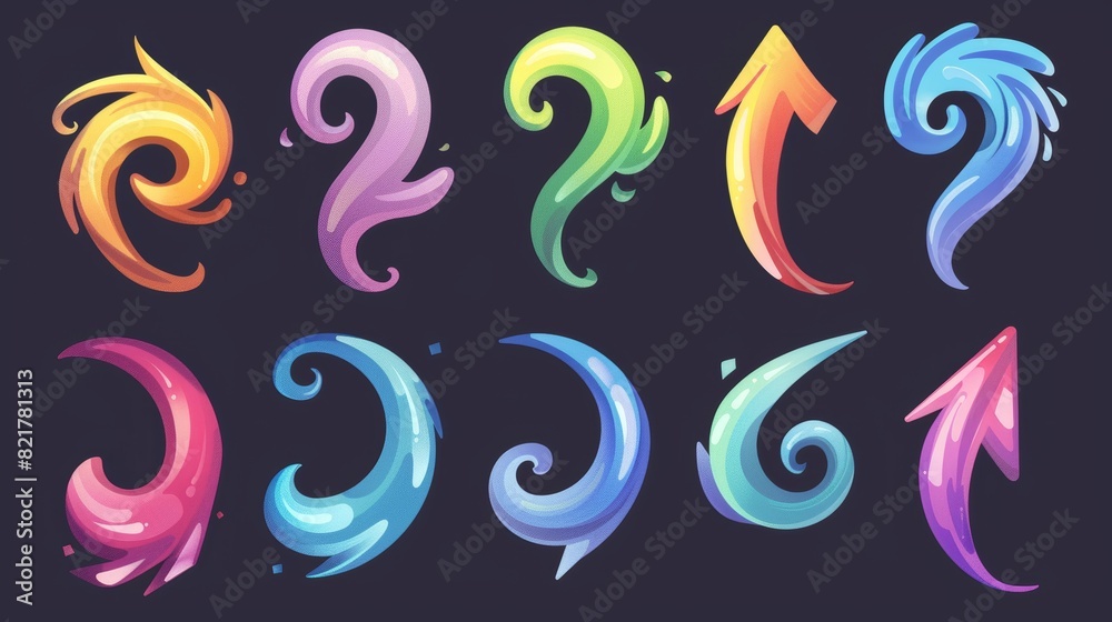 Modern illustration of contemporary cartoon arrows for app ui design ...