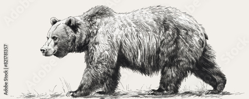 bear. Engraving style. Simple pencil drawing. vector simple illustration