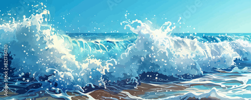Sea wave with foam and splashes. vector simple illustration