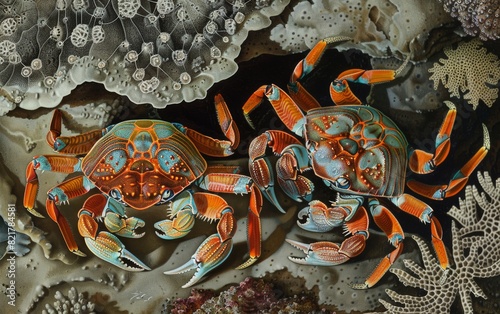 Vibrant Box Crabs with Patterns photo