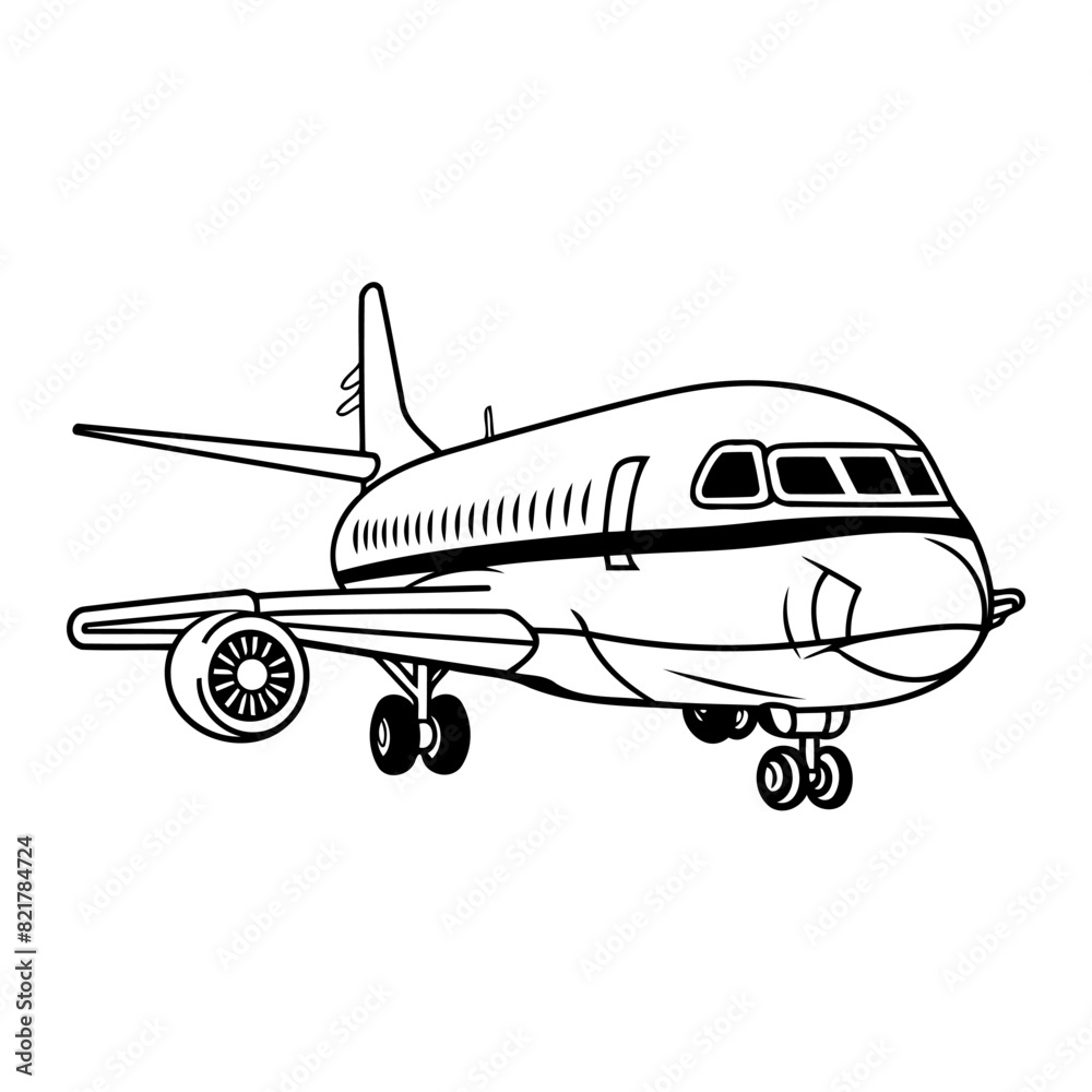 Clean line air plane icon for coloring.