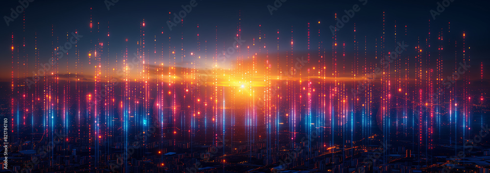 City view with hologram data online network.