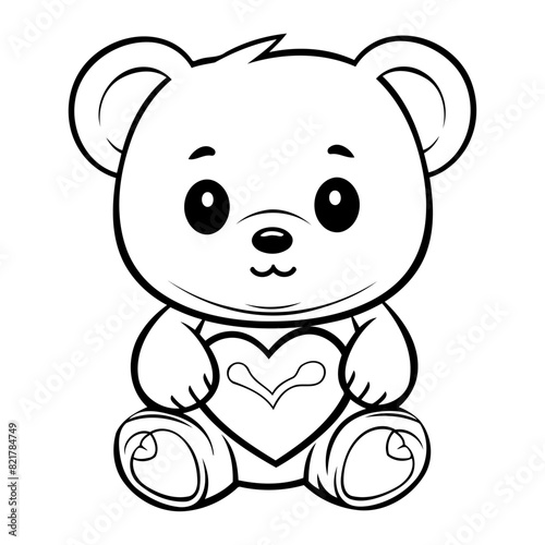 Clean line bear icon for coloring.